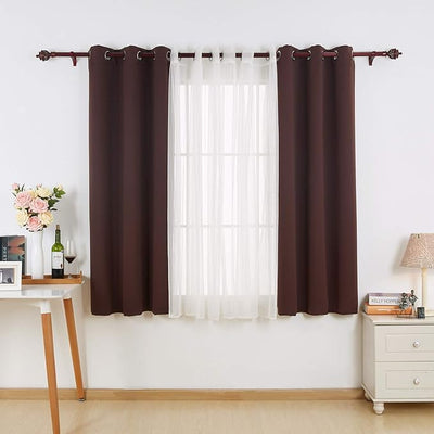 Deconovo Blackout & Sheer Window Curtains – Thermal Insulated Grommet Panels, 2-Pack, 42"x95", Chocolate