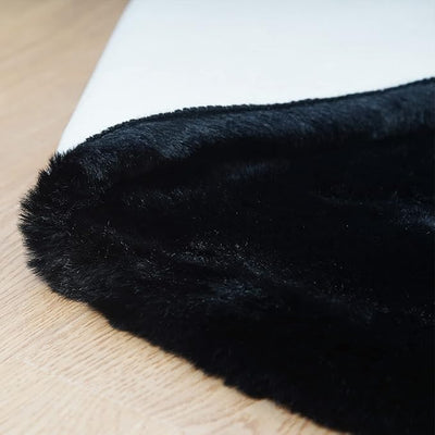 Ultra Soft Faux Rabbit Fur Rug – 3x5, Machine Washable, Fluffy No-Shedding Area Rug for Bedroom & Living Room, Black