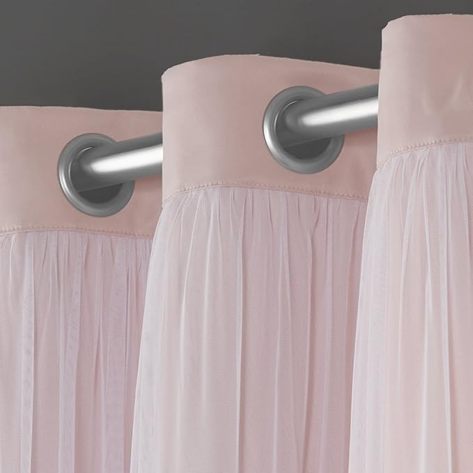 TOWN & COUNTRY LUXE Talia Double Layer Curtains – Sheer & Blackout, Energy Efficient, 2-Pack, 52"x96", Rose Blush