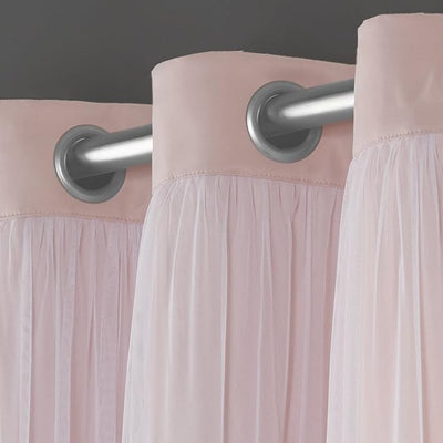 TOWN & COUNTRY LUXE Talia Double Layer Curtains – Sheer & Blackout, Energy Efficient, 2-Pack, 52"x96", Rose Blush