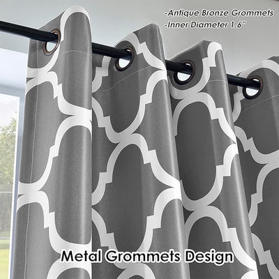 Melodieux Moroccan Style Room Darkening Blackout Curtain – Grommet Top, 52"x84", Grey, 1 Panel