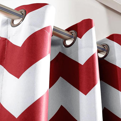 Chevron Darkening Curtain – Soundproof Thermal Insulated, Grommet Top, 52"x84", Red, 1 Panel