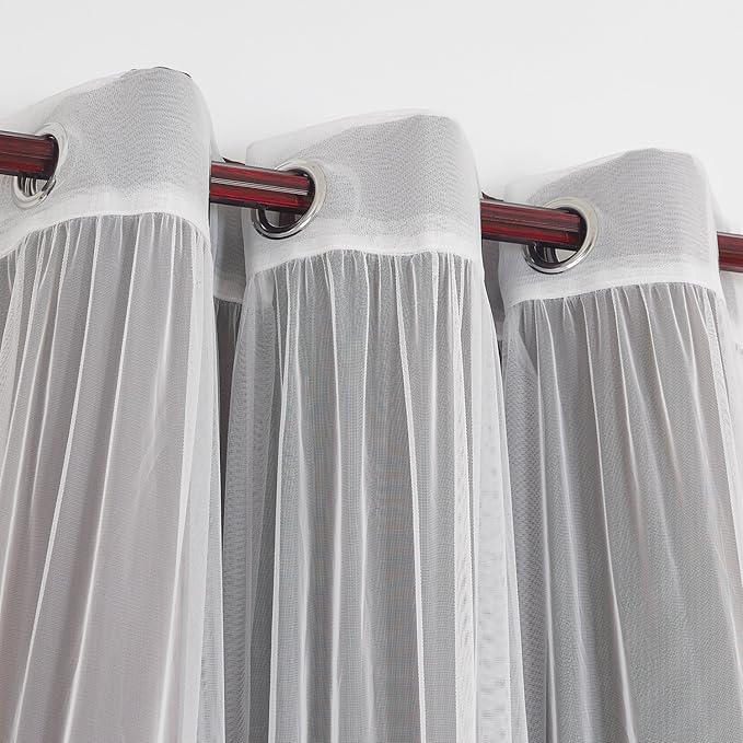 Deconovo Blackout & Sheer Window Curtains – Thermal Insulated Grommet Panels, 2-Pack, 42"x95", Chocolate